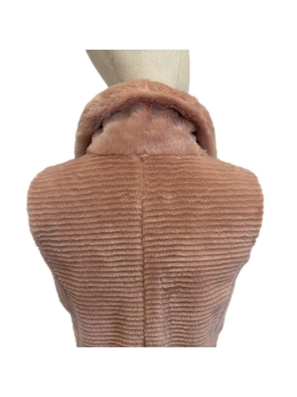 Y2K BLUSH PINK MOBWIFE FAUX FUR RIBBED FITTED REVERSIBLE VEST LIZ CLAIBORNE LP - Picture 13 of 17
